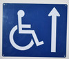 Sign Wheelchair Accessible  with Ahead Arrow --The Pour Tous Blue LINE