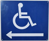 Wheelchair Accessible Symbol Sign - Left Arrow --The Pour Tous Blue LINE