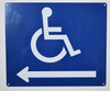 Wheelchair Accessible Symbol Signage - Left Arrow --The Pour Tous Blue LINE