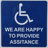 We are Happy to Provide Assistance Signage -The Pour Tous Blue LINE