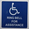 ADA Access Ring Bell for Assistance Signage -The Pour Tous Blue LINE