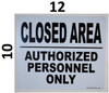 SIGN Closed Area Authorized Personnel only