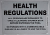 Health REGULATIONS Requi to TAKE Cleansing Shower Bath Before Entering The Pool Signage
