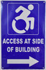 Access at Side of Building Right Arrow Sign -The Pour Tous Blue LINE