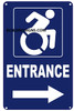 Signage ACCESSIBLE Entrance Arrow Right  -The Pour Tous Blue LINE