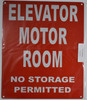 Elevator Motor Room SIGNAGE (Red, Reflective, Aluminium )