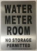 SIGNAGE WATER METER ROOM NO STORAGE PERMITTED - BRUSHED ALUMINUM - The Mont Argent Line