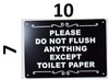 Please Do Not Flush Anything Except Toilet Paper Signage