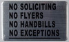 NO Soliciting NO Flyers NO HANDBILLS Sign