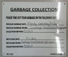 GARBAGE COLLECTION Sign for Buildings