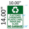 FLATTENED CARDBOARD AND PAPER NO GARBAGE Signage