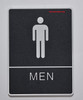 ADA Men Accessible Restroom Sign with Braille and Double Sided Tap -Tactile Signs  The Leather Sheffield ADA line Ada sign