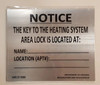 HPD NYC Key to The Heating System Sign