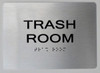 SILVER TRASH ROOM Sign  Braille sign -Tactile Signs  The sensation line