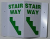 Stairway 3D Projection Sign/Stairway Hallway Sign (White/Green,Plastic)-Les Deux cotes line