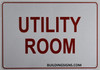 Utility Room Sign- Reflective !!! (White,Aluminum )