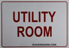 SIGN Utility Room - Reflective !!! (White,Aluminum )