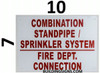 Combination Standpipe and Sprinkler System FIRE Department Connection Signage