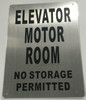 Elevator Motor Room Sign (Brushed Aluminium,) Potere d'argento Line