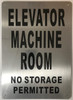 Elevator Machine Room Sign (Brushed Aluminium,) Potere d'argento Line