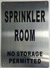 Sprinkler Room Sign (Brushed Aluminium,) Potere d'argento Line