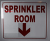 Sprinkler Room with Arrow Down Sign, Engineer Grade Reflective Aluminum Signage