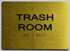 GOLD TRASH ROOM Sign -Tactile Signs Tactile Signs