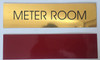 METER ROOM  - Gold BACKGROUND  WITH SELF ADHESIVE STICKER FOR INDOOR USE Building  sign