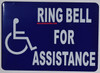 ADA-Ring Bell for Assistance with Symbol Sign -The Pour Tous Blue LINE -Tactile Signs   Braille sign