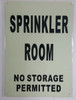 SPRINKLER ROOM SIGN GLOW IN THE DARK