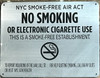 LOT OF 5 - NYC Smoke free Act Signage "No Smoking or Electric cigarette Use"-FOR ESTABLISHMENT