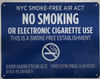 NYC Smoke free Act Sign "No Smoking or Electric cigarette Use"-FOR ESTABLISHMENT (,Blue)