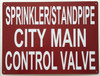 Sprinkler/Standpipe City Main Control Valve