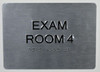 EXAM Room 4 Sign with Tactile Text and Braille Sign -Tactile Signs The Sensation line Ada sign