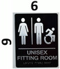 Unisex ACCESSIBLE Fitting Room Sign ADA Compliant Sign.  -Tactile Signs  The Sensation line  Braille sign