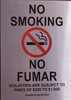 No Smoking English/Spanish  Smoke Free Act