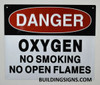 Danger Oxygen NO Smoking NO Open Flames Safety Warning Signage