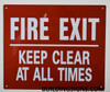 FIRE EXIT Keep Clear at All Times Sign