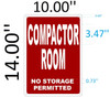 SIGNAGE Compactor Room  (Red Background, Reflective, Aluminium)