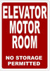 ELEVATOR MOTOR ROOM SIGN (Red Background, reflective, Aluminium)