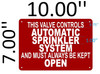 SIGN This Valve Controls Automatic Sprinkler