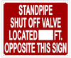 STANDPIPE SHUT OFF VALVE LOCATED ---FT OPPOSITE THIS Sign Sign