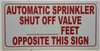 SIGN Automatic Sprinkler Shut Off Valve