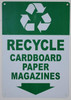 Recycle - Cardboard Paper Magazines Sign with Down Arrow Sign
