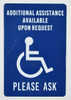Additional Assistance Available Upon Request SIGN -The Pour Tous Blue LINE -Tactile Signs  Ada sign