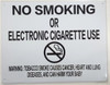 SIGNAGE NYC Smoke free Act  "No Smoking or Electric cigarette Use" - With Warning