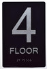 Floor Number Sign -Tactile Signs 4TH Floor Sign The Sensation line  Braille sign