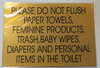 TOILET WARNING- PLEASE DO NOT FLUSH THESE ITEMS Sign