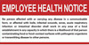 Restaurant/Food Facility Employee Health Notice Sign