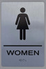 SILVER WOMEN Restroom Sign  Braille sign -Tactile Signs  The sensation line